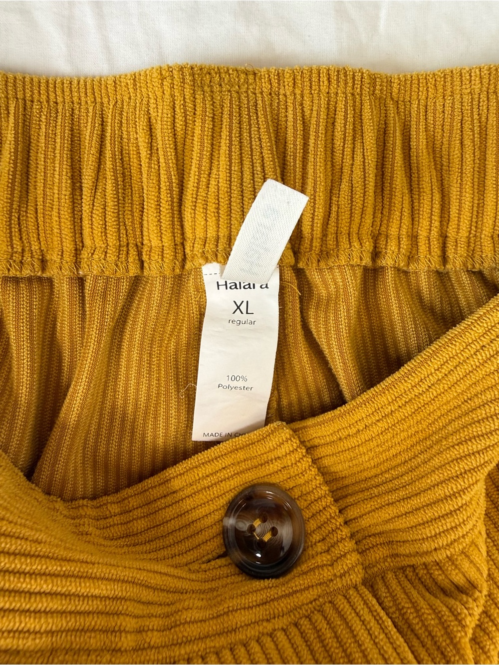 Halara Mustard Yellow Corduroy Wide Leg Pants XL Mid Rise Pleated Stretch Casual - Picture 6 of 12